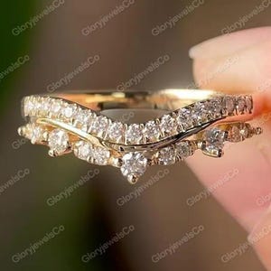 Round Cut Moissanite Wedding Matching Band, 925 Sterling Silver Band, Vintage Curved Women&#39;s Band, Minimalist Band, Birthday Gifts For Love