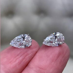 9x6 MM Pear Cut Moissanite Stud Earrings, Diamond Solitaire Pear Stud Earrings, Push Back Earrings, 925 Sterling Silver Earrings Gift Her