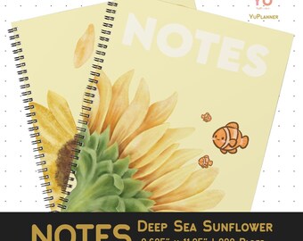 Deep Sea Sunflower Journal | Large Notebook, 300 Pages (Digital PDF)