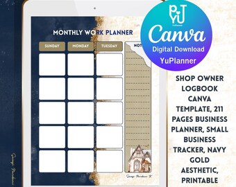 YuPlanner Digital Planner The Ultimate Shop Owner's Logbook, Editable Canva Template  Notebook, 211 Sheet Digital Download