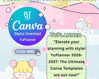 YuPlanner 2026-2027: Pastel Playground (Joyful Days) | 60+ Page Editable Canva & PDF Set (8.5x11"). Elevate your planning with style—Out now