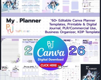 YuPlanner 2026-2027：「My.Planner」テーマ | 60ページの編集可能なCanvaとPDFセット（8.5x11インチ）。スタイリッシュにプランニングをレベルアップ！