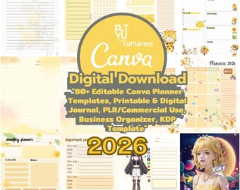 YuPlanner 2026-2027: Dawn's Agenda | 80+ Page Editable Canva Template & PDF (8.5x11")