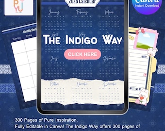 The Indigo Way Digital Planner | Thai Heritage Canva Template (Digital Download)