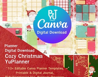 Cozy Christmas YuPlanner | 10+ Editable Canva Planner Templates