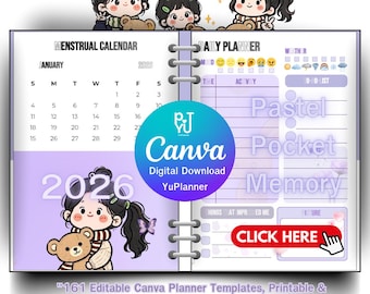 Elevate your planning! YuPlanner 2026-2027 "Pastel Pocket Memory" is out now. A massive 160+ page editable Canva & PDF set (8.5x11")