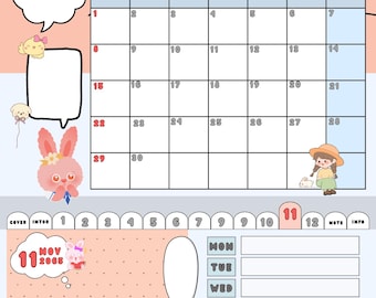 2026 Kawaii Digital Planner: Pastel Monthly & Weekly (PNG Download)