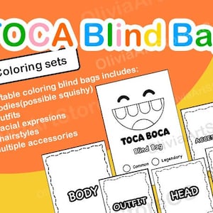 Pagina da colorare borsa cieca Toca Boca pagina da colorare stampabile Pagina da colorare borsa cieca fai da te /Set 001