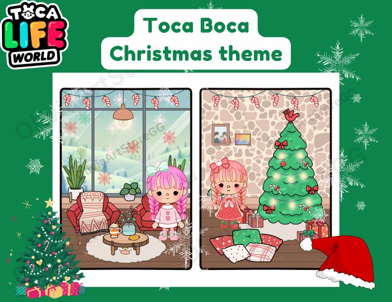 Printable Toca Boca Christmas Gifts Themed Paper Doll House Quiet Book