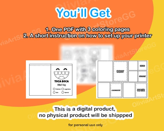 Toca Boca Blind Bag Coloring Page Printable Coloring Page DIY Blind Bag |set 001 - Etsy