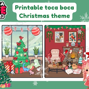 Weihnachtliche Geschenke für Kinder Printable Toca Boca Papier Puppenhaus Quiet Buch DIY Projekt Weihnachten dekorierte Zimmer Papierfiguren für Kinder