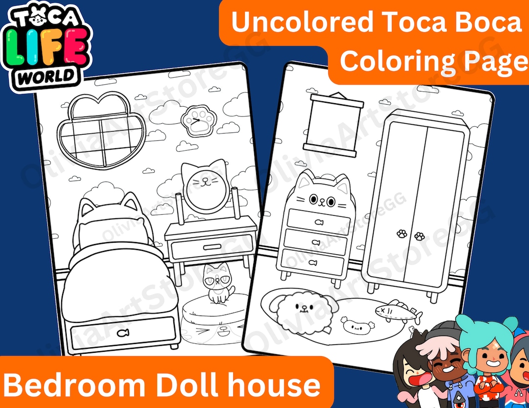 Uncolored Toca Boca Paper Doll With Clothes and Shoes / Quiet 