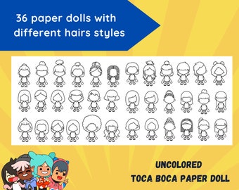 Uncolored Toca Boca Paper Doll With Clothes and Shoes / Quiet 
