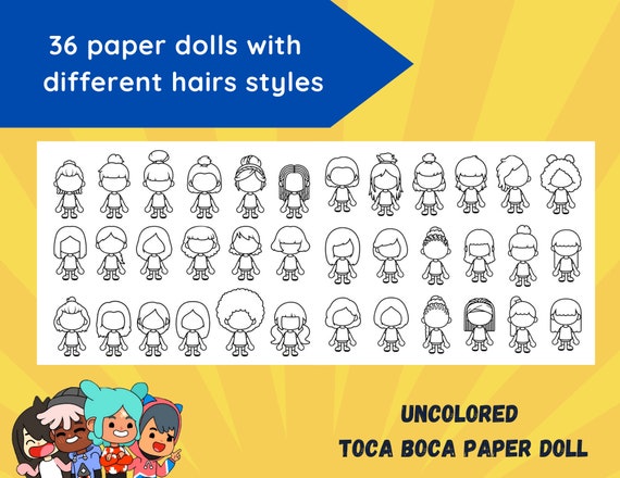 Printable Paper Doll Toca Boca Inspired Quiet Book Kids 