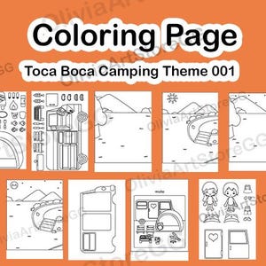 Toca Boca coloring page Camping uncolour toca boca life papercraft quiet book pages Printable paper dolls outdoor activities