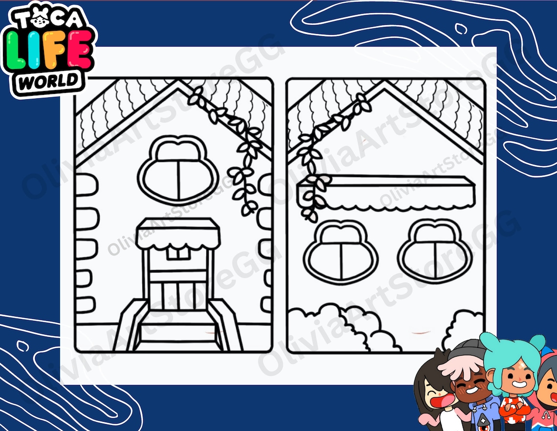 Uncolored Toca Boca Paper Doll House With Furniture Toca Boca Paper ...