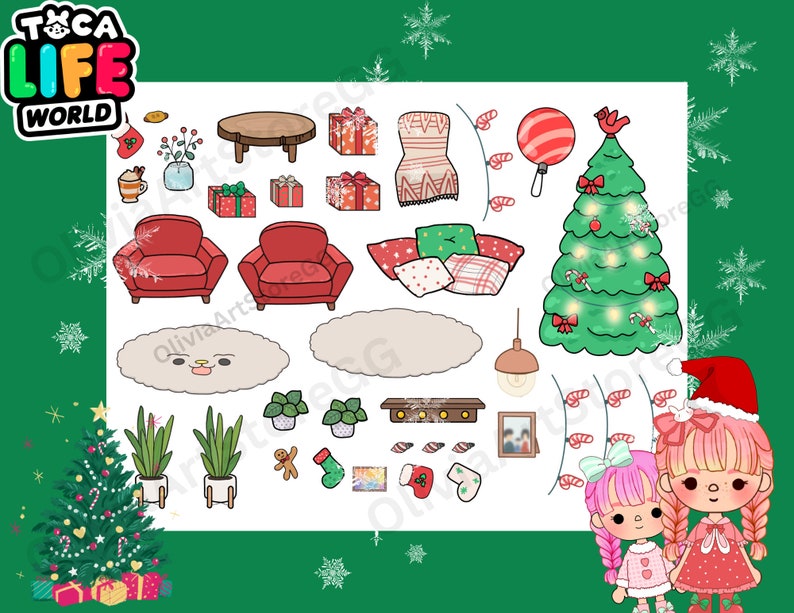 Printable Toca Boca Christmas Gifts Themed Paper Doll House Quiet Book
