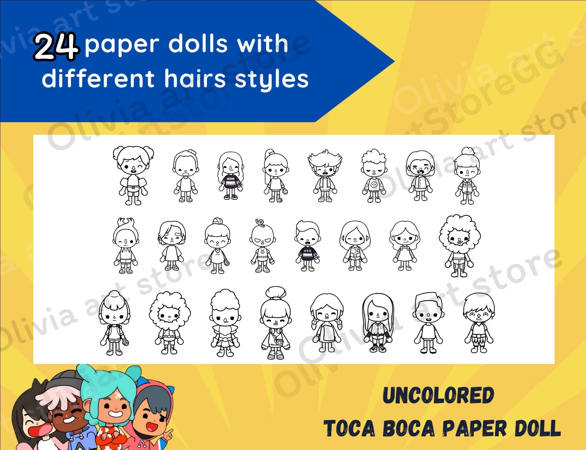 Set 003 | Toca Boca Paper Doll With Coloring Page for Different ...