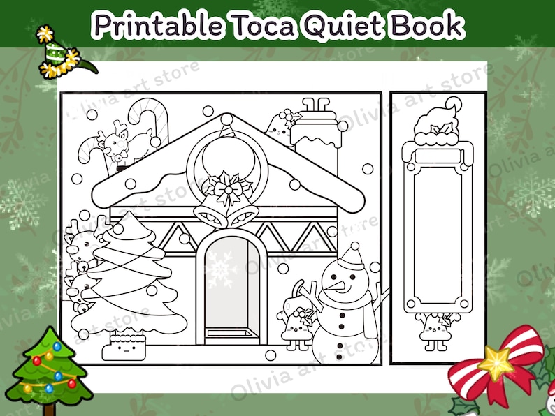Toca Boca Coloring Page Christmas House Uncolored Toca Digital Download Quiet Book Printable ...