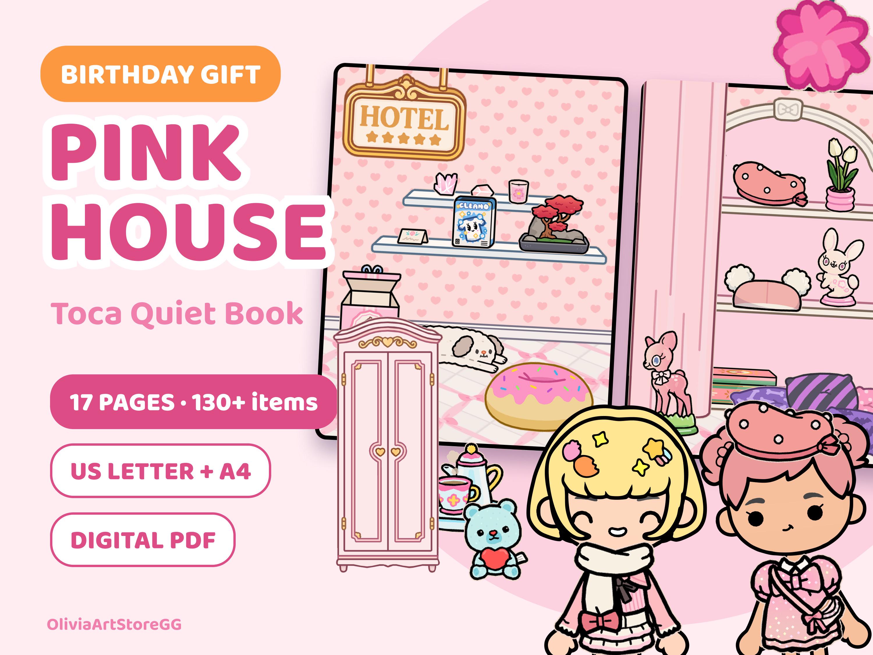 Toca Boca Pink Paper Doll House: Printable Quiet Book DIY, 17-page