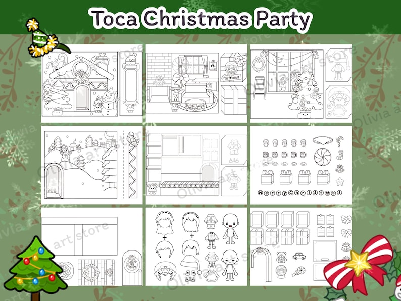 Toca Boca Coloring Page Christmas House Uncolored Toca Digital Download ...