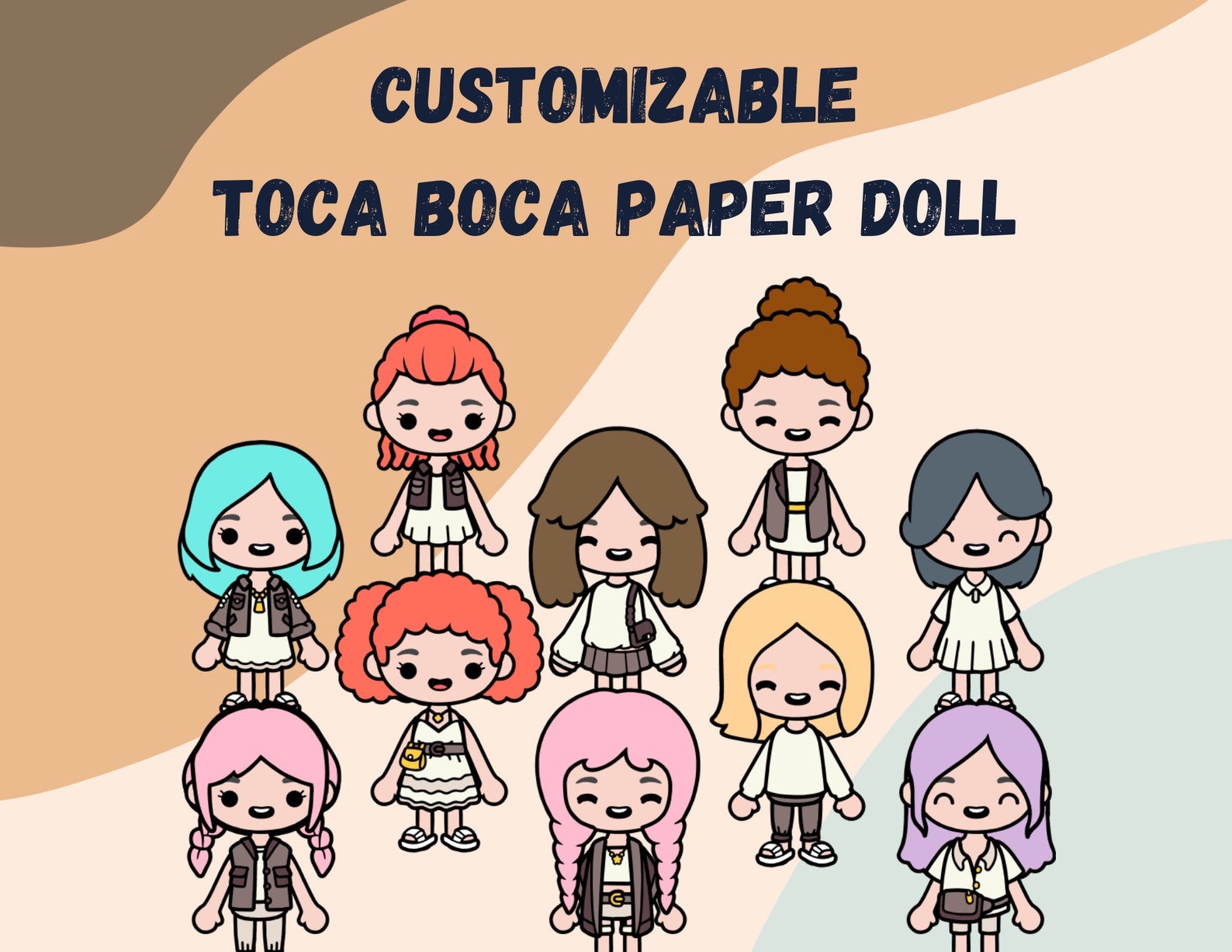 Colored Toca Boca Paper Doll With Different Hairstyle and Clothes ...