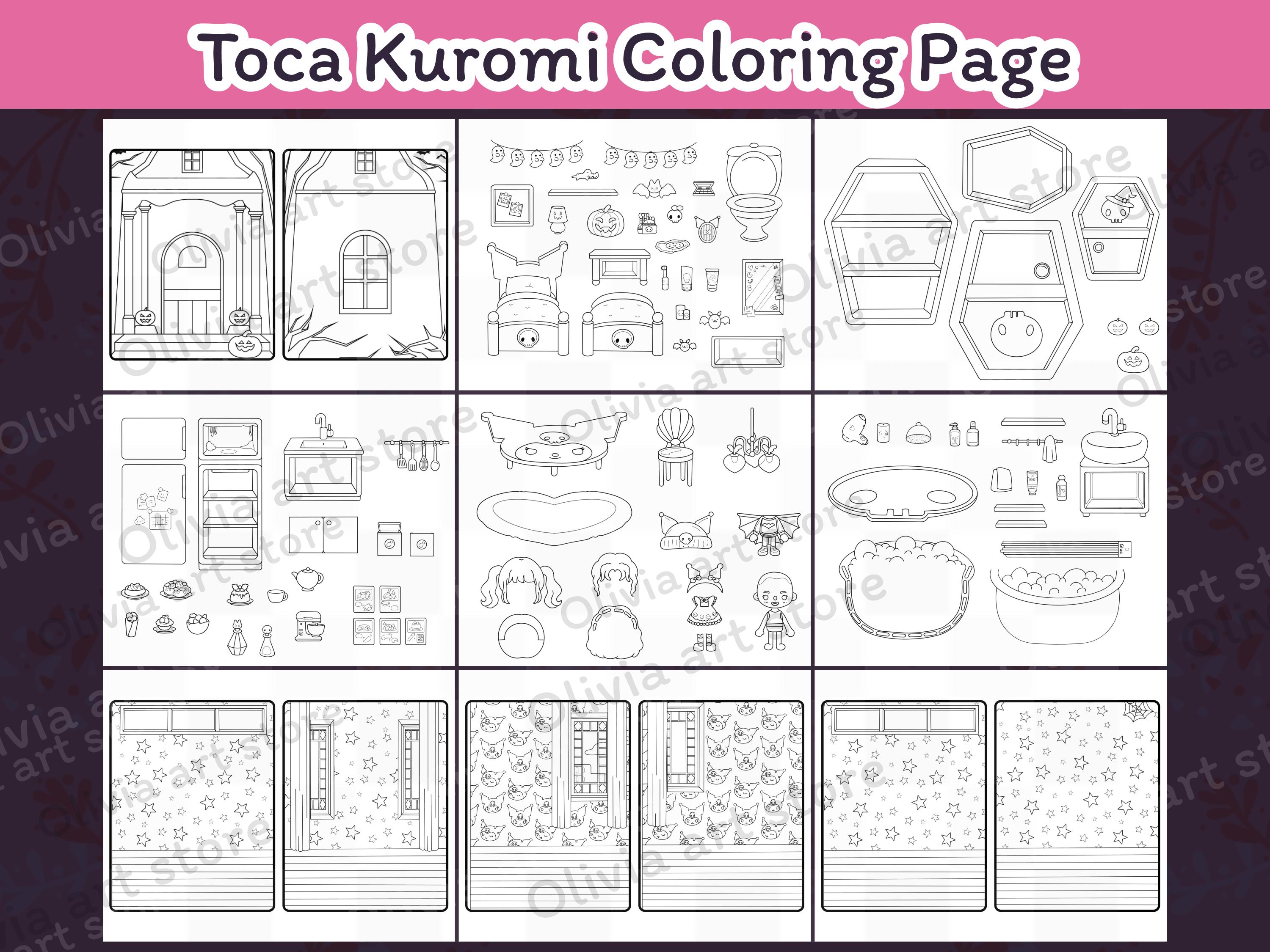 Toca Boca coloring page Kuromi House coloring page Kuromi busy bookPrintable paper dolls rooms