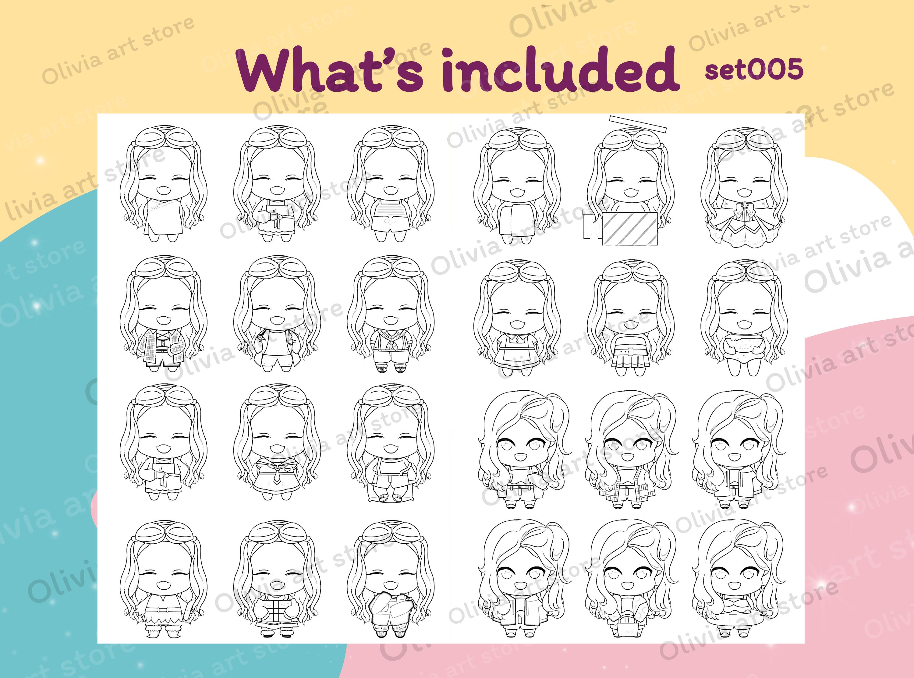 360 Characters Printable Chibi Doll Dress up Coloring Page Paper Doll ...