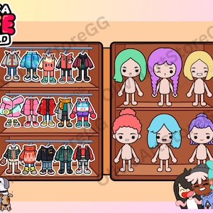 Toca boca bambola di carta stampabile vestire bambola abbigliamento invernale guardaroba artigianato per bambini attività scaricabile gioco toca life toca world