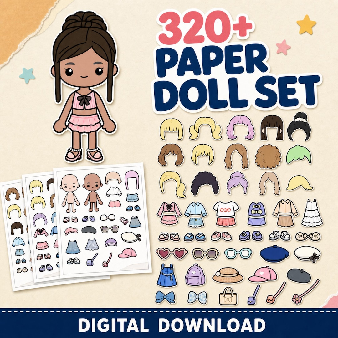Toca Boca Paper Doll Kit: 320+ Dress-up & Coloring Pages (digital