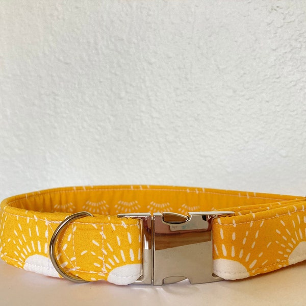 Yellow Sunshine Dog Collar — Adjustable, Handmade, Quick Release