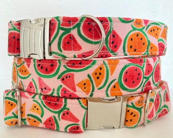 Watermelon Dog Collar — Adjustable, Handmade, Quick Release