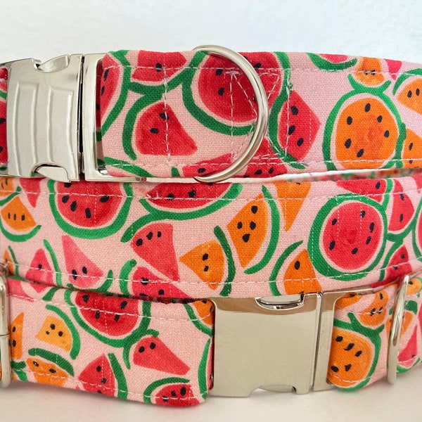 Watermelon Dog Collar — Adjustable, Handmade, Quick Release