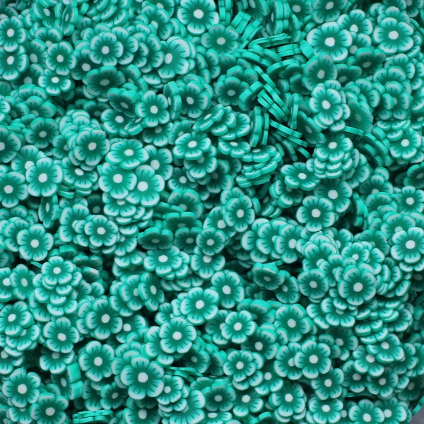 5mm teal flower polymer slices,polymer clay slices , slices , nail art,resin slice, epoxy art ,