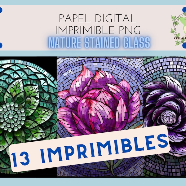 NATURE STAINED GLASS digital paper printable for sublimation