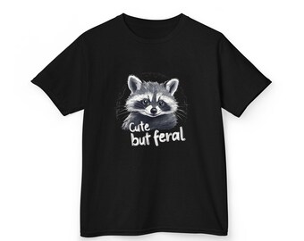 Cute Raccoon Illustration Kids Tee | "Cute but Feral"