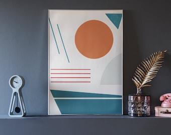 Mid-Century Modern Printable Art, Digital Download, Blue 3 (Digital Art)
