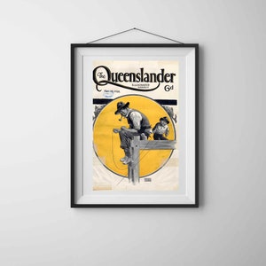 Vintage Queensland poster-Fisherman