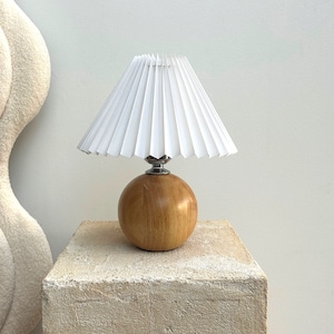 Small Pleated Bedside Lamp | Neutral Table Lamp | Ceramic Round Table Lamp | Bedroom Lighting | Hallway Lamp | Gifts for her | Child Lamp