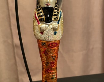 Christopher Radko, King Tut (Tutankhamun) Christmas Ornament, Hand Made Blown Glass, Poland, c1994. Tag On!