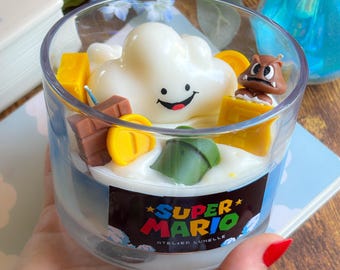 mario candle, cloud candle, gumba  candle, video game candle, mario room decor, geeky candles, nerdy candles, nerdy birthday gift, mario