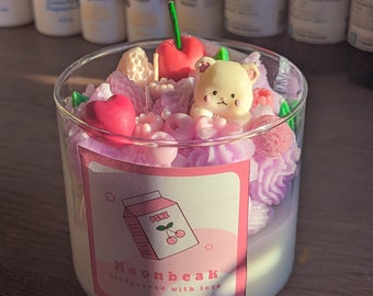 Kawaii Candle/sherbet candle/Raspberry candle/Cute candle/Fruity candle/room decor/Birthday Gift/whipped candle/cute bear candle/17oz candle