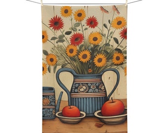 Autumn Folk/Country Art Soft Tea Towel