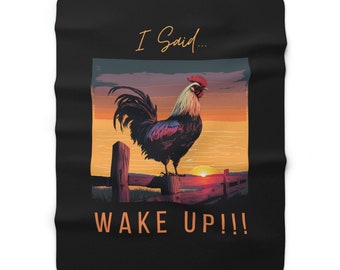 Funny Sherpa Fleece Blanket "WAKE UP!!"