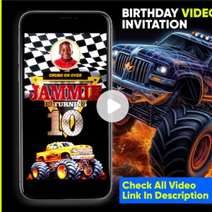 Monster Truck Birthday Invitation Video, Video Monster Truck Invite, Monster Jam Boy Birthday Invite, Invitation video