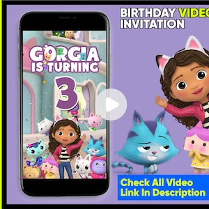 Gabbys Puppenhaus Geburtstagseinladung Video, Gabbys Puppenhaus Animierte Einladung, Gabbys Puppenhaus Geburtstagseinladung digital
