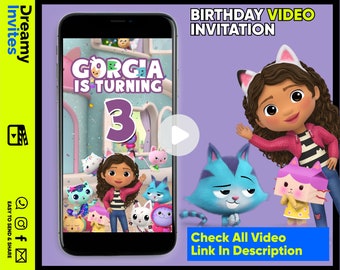 Gabby's Dollhouse Invitation Video, Gabby Dollhouse Animated Invitation, Gabbys Dollhouse Birthday ,gabby dollhouse invitation digital