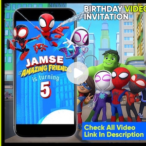 Invito di compleanno di Spidey e i suoi fantastici amici (invito video) - Invito digitale di Spidey e amici - Invito di compleanno di Spidey