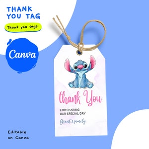 Modèle d'étiquettes de remerciement pour cadeau d'anniversaire au point modifiable et modèle d'étiquette, modifiable sur l'éditeur en ligne Canva