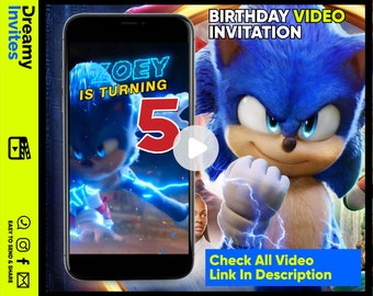 Sonic Birthday VIDEO Invitation - Digital and Mobile-Friendly Invite - Sonic The Hedgehog Birthday Invitation Party prefect for invite party